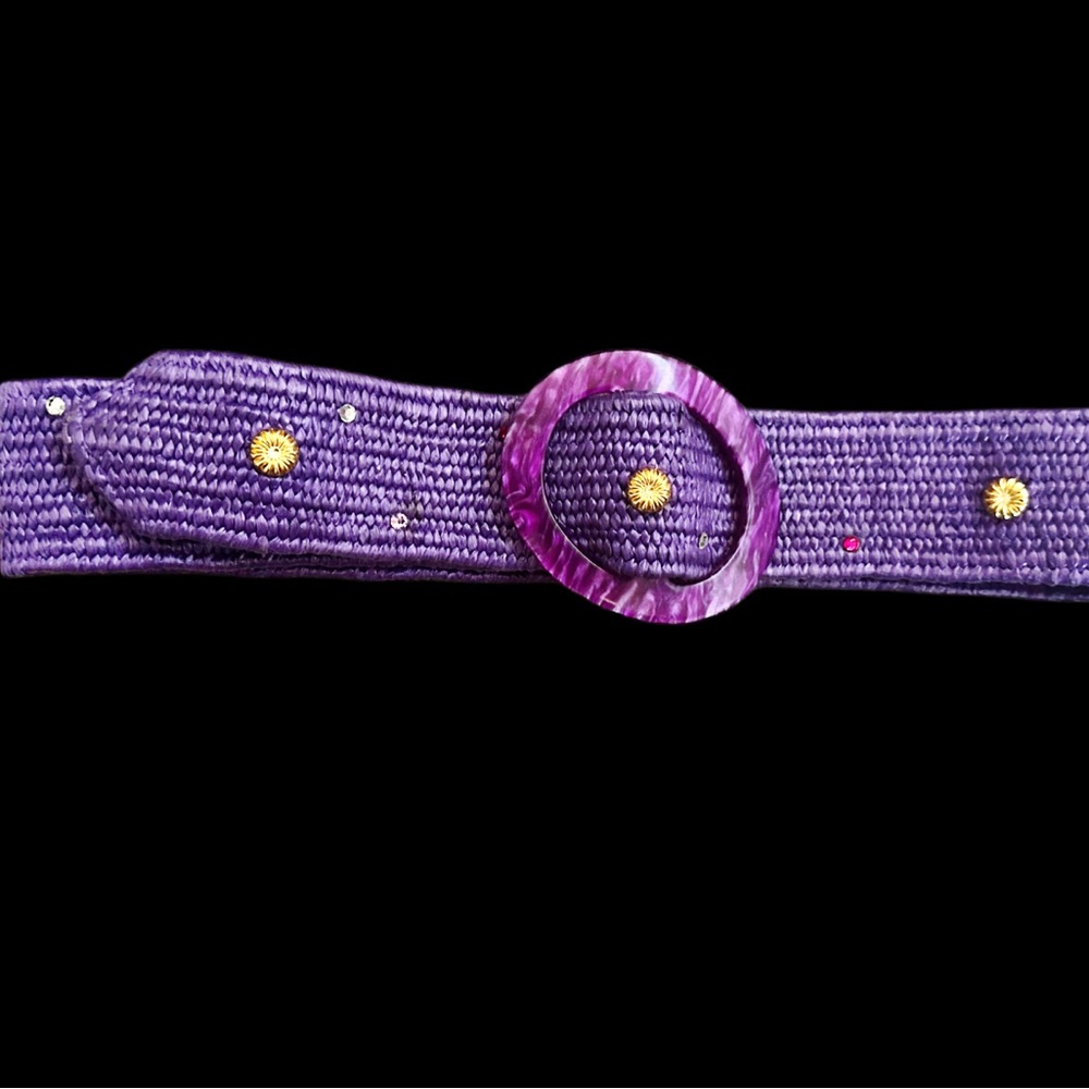 Vintage 80s Purple Woven Embellished Women's Belt